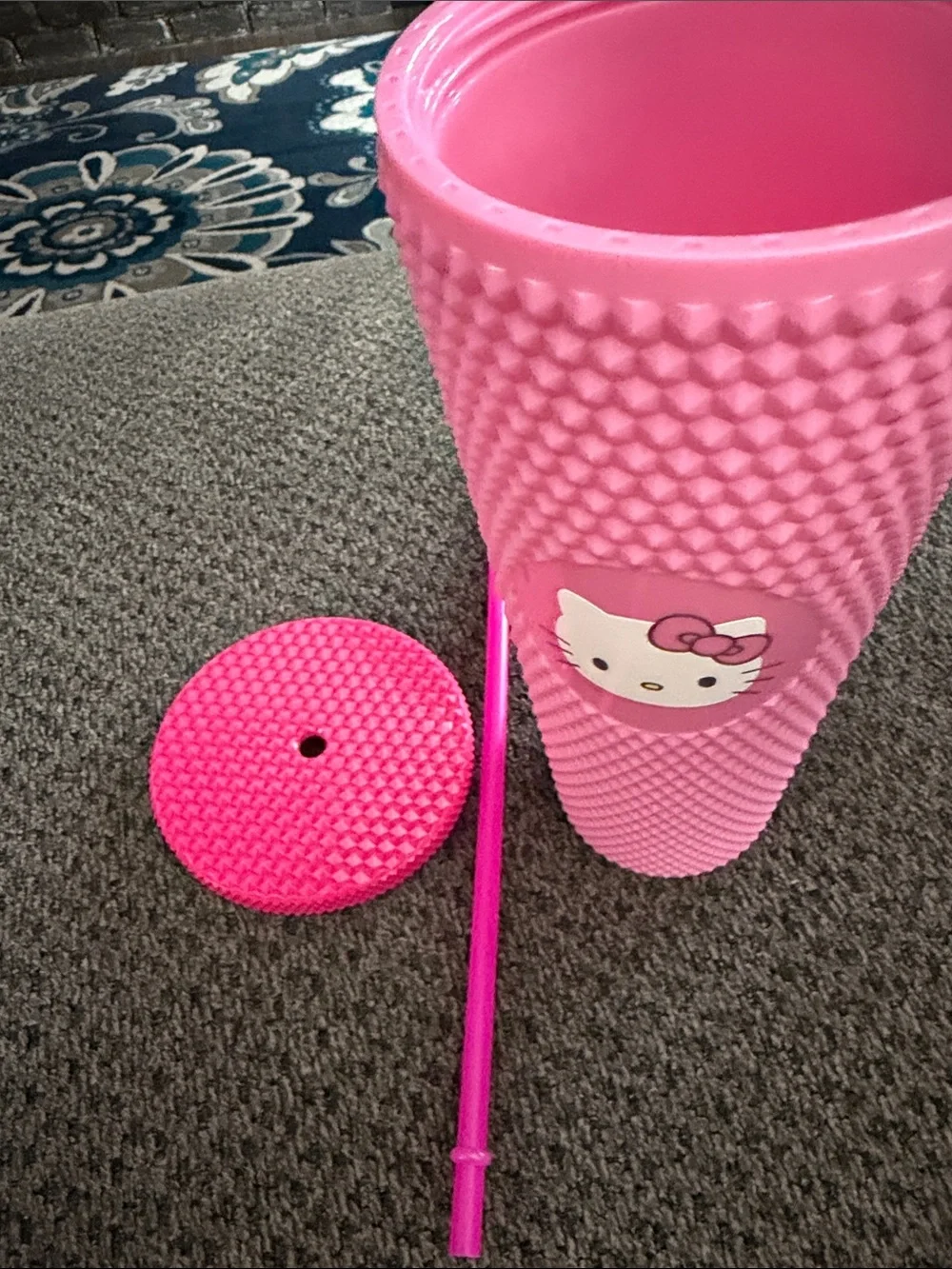 Sanrio Pink Hello Kitty Travel Cup Lid with Logo Starbucks